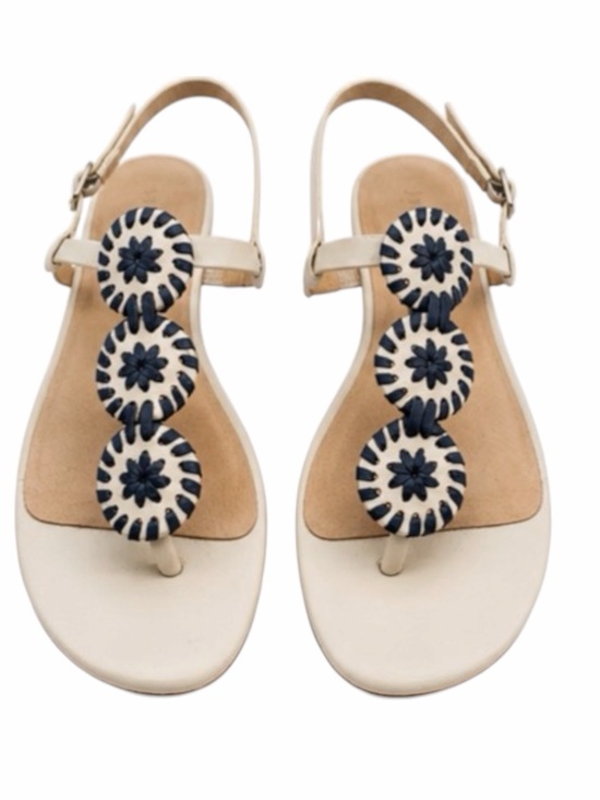 Jack Rogers Shoes - Jack Rogers Navajo Medallion Sandals Cream Navy Leather Size 9.5